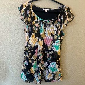 Dressbarn Short-Sleeve Floral Blouse, Size XL